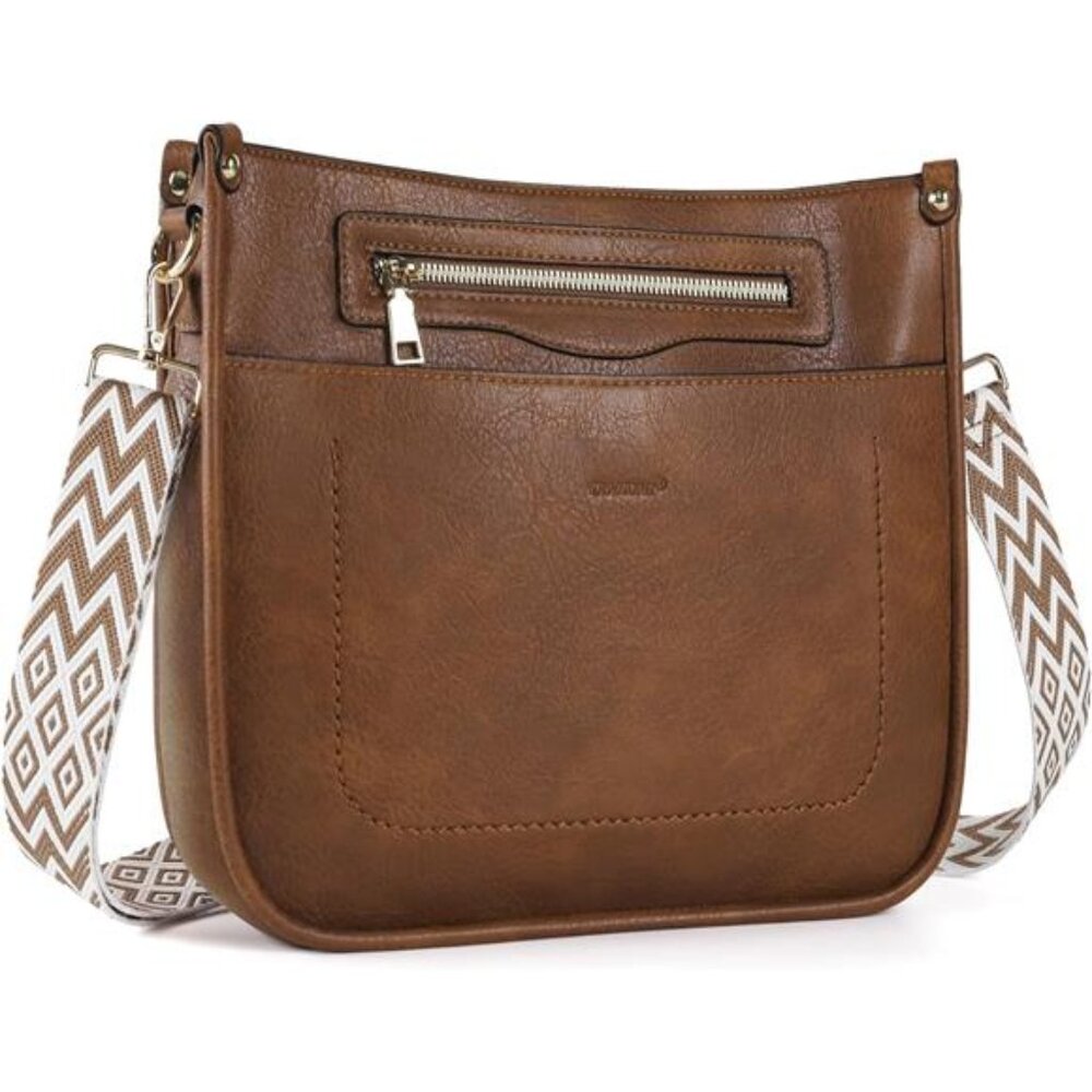 Womens Crossbody Bag Leather Shoulder Purse Hobo Bag Multi Pocket Handbag